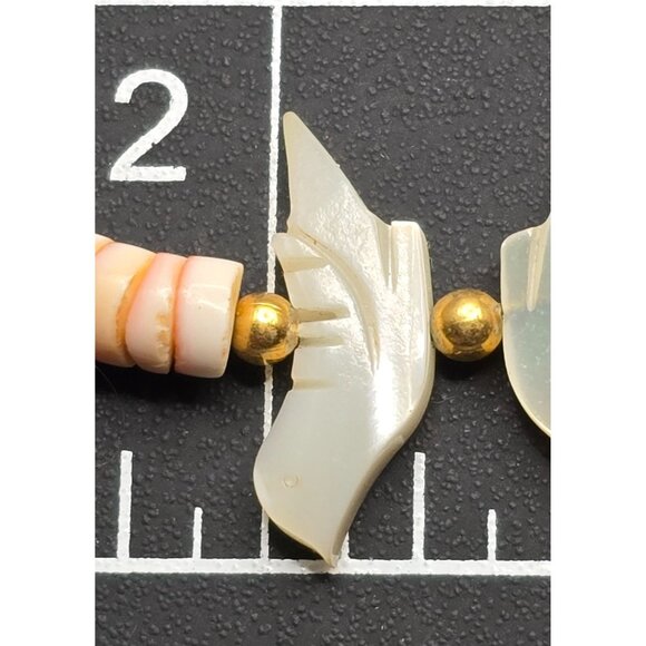 VTG Heishi Spiny Oyster MOP Fetish Bird Choker Necklace 12" - Picture 8 of 10